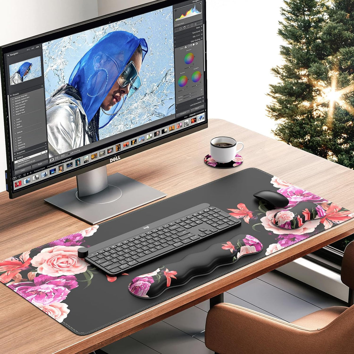 Peony Flower Mouse Pad Set for Enhanced Desk Aesthetics and Functionality