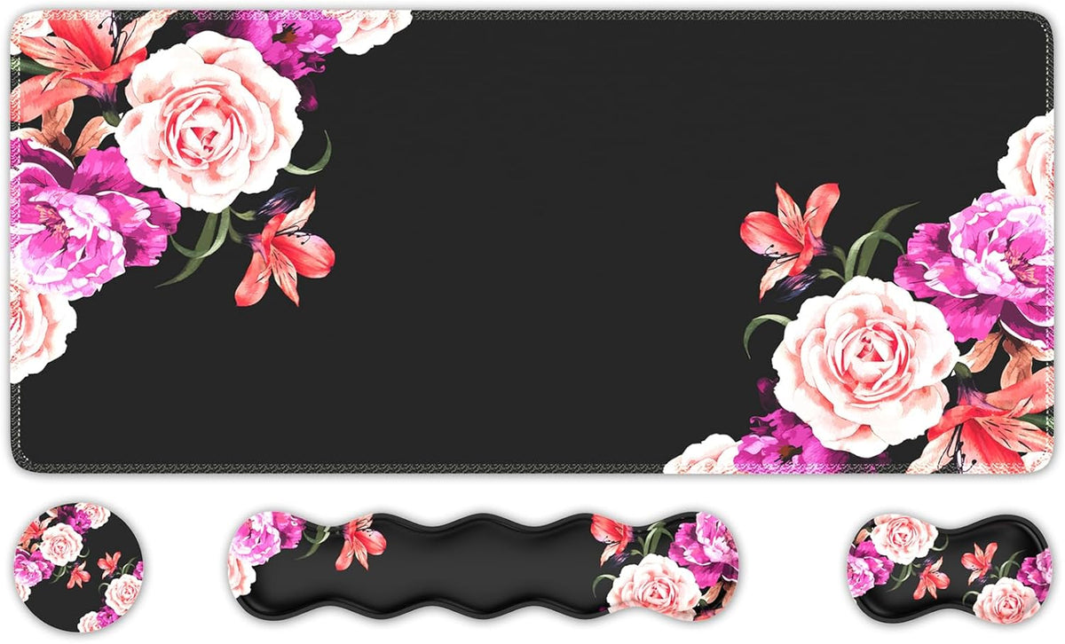 Peony Flower Mouse Pad Set for Enhanced Desk Aesthetics and Functionality