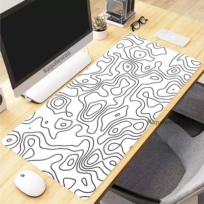 Black and White Topographic Map Art Mouse Pad XXL Mousepad