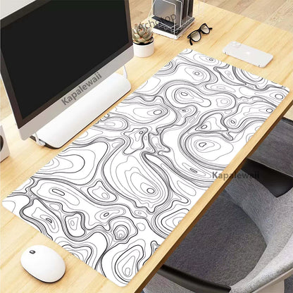 Black and White Topographic Map Art Mouse Pad XXL Mousepad