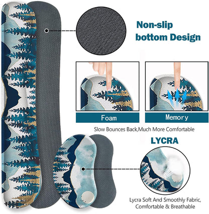 Multifunctional Large Gaming Mouse Pad Set with Keyboard Wrist Rest, Mouse Wrist Cushion, Extended Mousepad, and Coaster - 35x15.5 Inches, Abstract Mountain Design