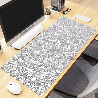 Black and White Topographic Map Art Mouse Pad XXL Mousepad