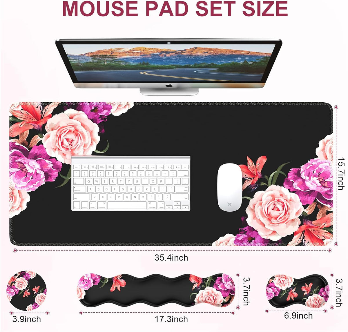 Peony Flower Mouse Pad Set for Enhanced Desk Aesthetics and Functionality