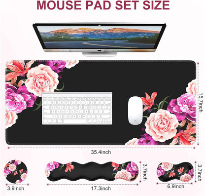 Peony Flower Mouse Pad Set for Enhanced Desk Aesthetics and Functionality
