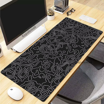 Black and White Topographic Map Art Mouse Pad XXL Mousepad