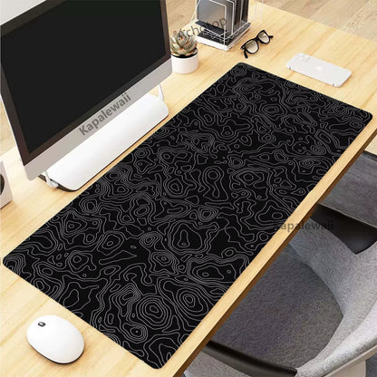 Black and White Topographic Map Art Mouse Pad XXL Mousepad