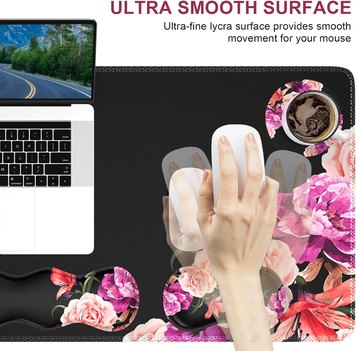 Peony Flower Mouse Pad Set for Enhanced Desk Aesthetics and Functionality