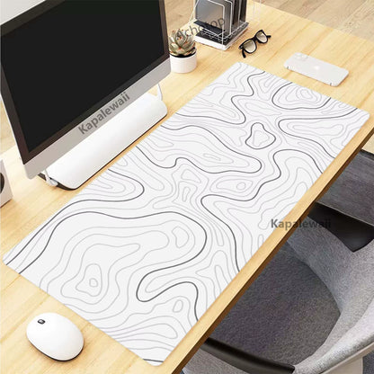 Black and White Topographic Map Art Mouse Pad XXL Mousepad
