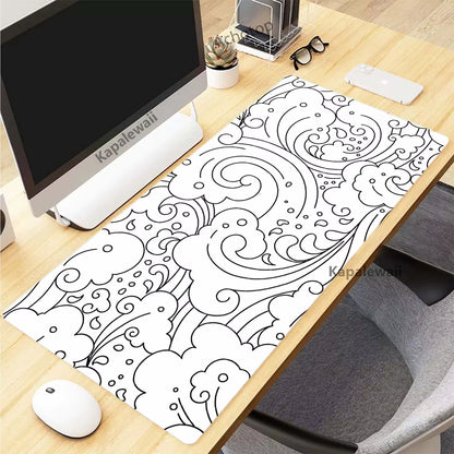Black and White Topographic Map Art Mouse Pad XXL Mousepad
