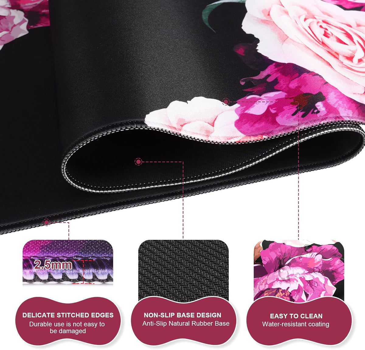 Peony Flower Mouse Pad Set for Enhanced Desk Aesthetics and Functionality