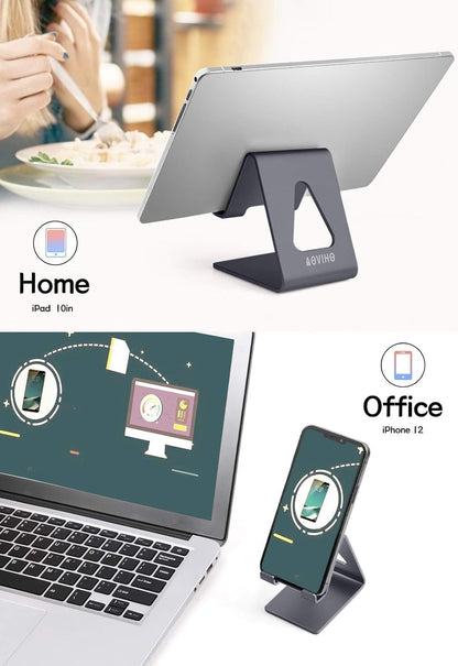 Aluminum Mobile Phone Stand and Desk Holder for iPhone and Samsung Smartphones, Dark Gray