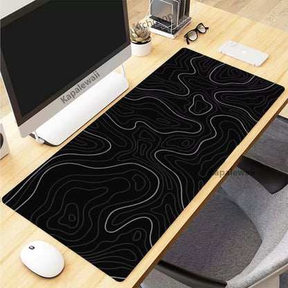 Black and White Topographic Map Art Mouse Pad XXL Mousepad
