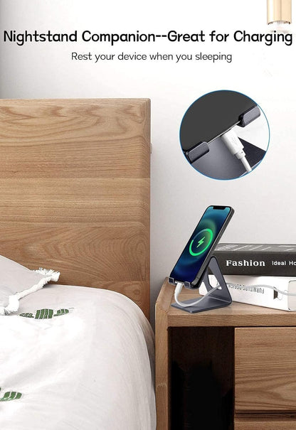 Aluminum Mobile Phone Stand and Desk Holder for iPhone and Samsung Smartphones, Dark Gray