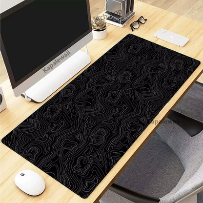 Black and White Topographic Map Art Mouse Pad XXL Mousepad