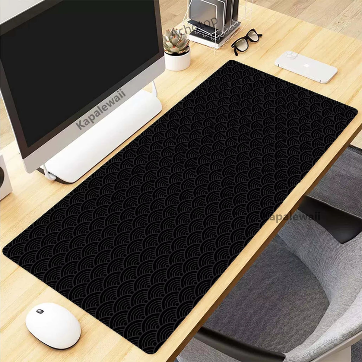 Black and White Topographic Map Art Mouse Pad XXL Mousepad